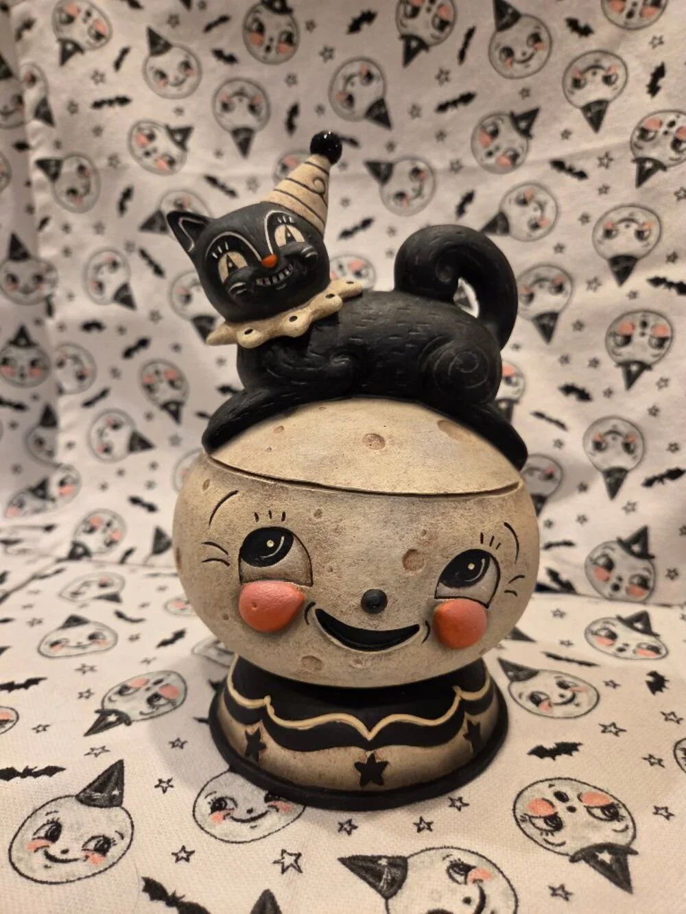 Bethany Lowe Johanna Parker Loony Jack O Luna Black Cat Moon Halloween Jar NEW!